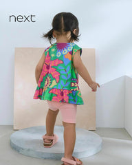 NEXT TROPICAL PRINT PEPLUM TEXTURED BLOUSE