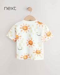 NEXT WHITE HAPPY FACE PRINTED T-SHIRT