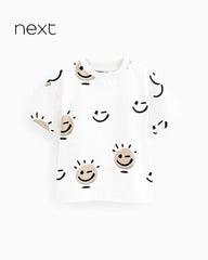 NEXT WHITE SMILEY PATTERNED SHORT SLEEVE T-SHIRT