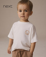 NEXT WHITE SMILEY SHORT SLEEVE T-SHIRT