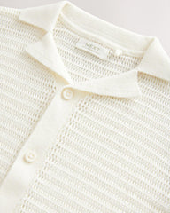 NEXT WHITE TEXTURED KNITTED COTTON POLO SHIRT