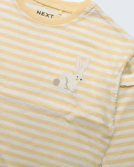 NEXT YELLOW STRIPED LONG SLEEVE FRILL T-SHIRT
