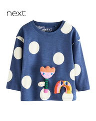NEXTNAVY POLKA DOT CHARACTER APPLIQUE T-SHIRT