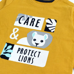 OBAIBI DARK YELLOW CUTE PRINTED T-SHIRT