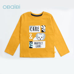 OBAIBI DARK YELLOW CUTE PRINTED T-SHIRT