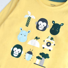 OBAIBI SOFT YELLOW ANIMALS T-SHIRT