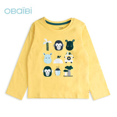 OBAIBI SOFT YELLOW ANIMALS T-SHIRT