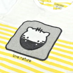 OBAIBI YELLOW STRIPED LOVE NATURE ROMPER