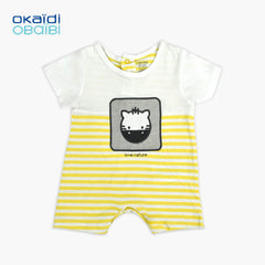 OBAIBI YELLOW STRIPED LOVE NATURE ROMPER