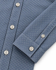 OKAIDI BLUE MINI PRINT LONG SLEEVE SHIRT