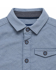 OKAIDI BLUE TEXTURED LONG SLEEVE SHIRT