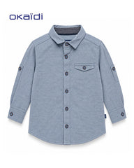 OKAIDI BLUE TEXTURED LONG SLEEVE SHIRT