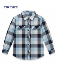 OKAIDI BLUE & NAVY CHECK LONG SLEEVE SHIRT