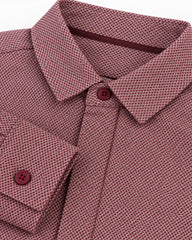 OKAIDI BURGUNDY MICRO PATTERN LONG SLEEVE SHIRT