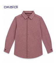 OKAIDI BURGUNDY MICRO PATTERN LONG SLEEVE SHIRT