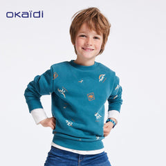 OKAIDI GREEN PRINTED FLEECE SWEATSHIRT