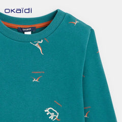 OKAIDI GREEN PRINTED FLEECE SWEATSHIRT