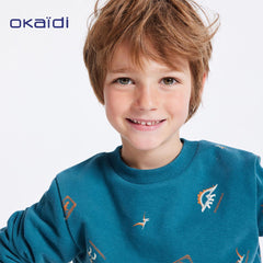 OKAIDI GREEN PRINTED FLEECE SWEATSHIRT