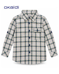 OKAIDI GREEN & NAVY CHECK LONG SLEEVE SHIRT