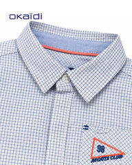 OKAIDI LIGHT BLUE MINI CHECK SHORT SLEEVE SHIRT