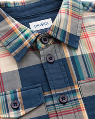 OKAIDI NAVY MULTICOLOR CHECK LONG SLEEVE SHIRT