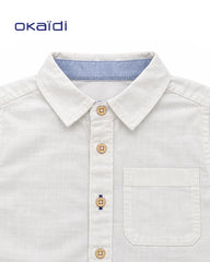 OKAIDI WHITE LINEN LOOK ROLL UP SLEEVE SHIRT