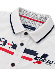 OKAIDI WHITE RACHING GRAPHIC LONG SLEEVE SHIRT