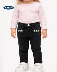 OLD NAVY BLACK FLORAL EMBROIDERED DENIM JEGGING