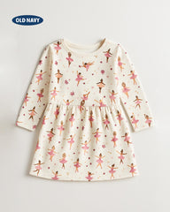 OLD NAVY OFF WHITE BALLERINA LONG SLEEVE DRESS