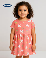 OLD NAVY PEACH UNICORN SHORT SLEEVE DRESS