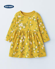 OLD NAVY YELLOW FLORAL PRINT LONG SLEEVE DRESS