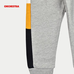 ORCHESTRA GREY - ORANGE SIDE STRIPE FLEECE JOGGER TROUSER