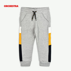 ORCHESTRA GREY - ORANGE SIDE STRIPE FLEECE JOGGER TROUSER