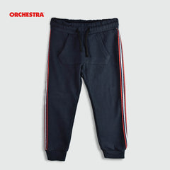 ORCHESTRA NAVY BLUE SIDE STRIPE FLEECE TROUSER WITH POUCH POCKET