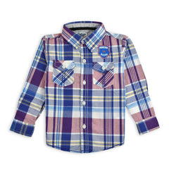 OSHKOSH PURPLE AND BLUE STRIPE CHECK SHIRT