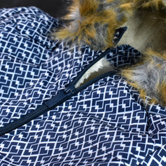 OSHKOSH DARK BLUE PRINTED ZIPPER HOOD JACKET