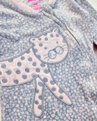 PENELOPE COZY PINK LEOPARD ZIP ROMPER
