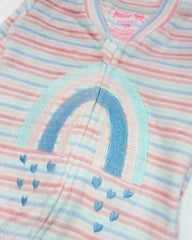 PENELOPE COZY STRIPED RAINBOW FLEECE ZIP ROMPER