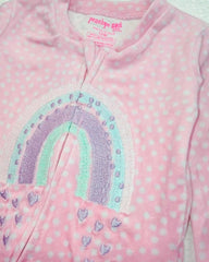 PENELOPE PINK COZY PLUSH RAINBOW FOOTED ZIP ROMPER