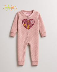 PENELOPE PINK POLKA DOT HEART PLUSH ZIP ROMPER