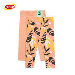 PEPCO ORANGE FLORAL PACK OF 2 LEGGINGS