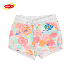 PEPCO WHITE OVERALL FLORAL PRINTED SHORTS