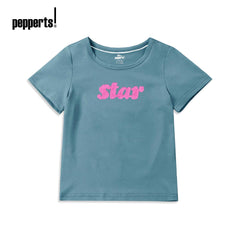PEPPERTS TEAL STAR REVERSE SEQUINED T-SHIRT