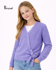 PERSIVAL LIGHT PURPLE KNIT WRAP CARDIGAN
