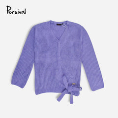 PERSIVAL LIGHT PURPLE KNIT WRAP CARDIGAN