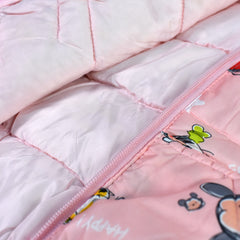 PINK MICKEY CARTOON ULTRA LIGHT WEIGHT PUFFER JACKET WITH HOOD