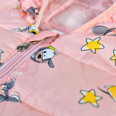PINK MICKEY CARTOON ULTRA LIGHT WEIGHT PUFFER JACKET WITH HOOD