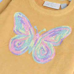PLACE PASTEL ORANGE SEQUINED BUTTERFLY JUMPER