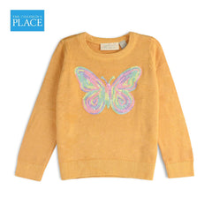 PLACE PASTEL ORANGE SEQUINED BUTTERFLY JUMPER