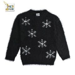 POCO PIANO BLACK TEXTURED FLUFFY SWEATER